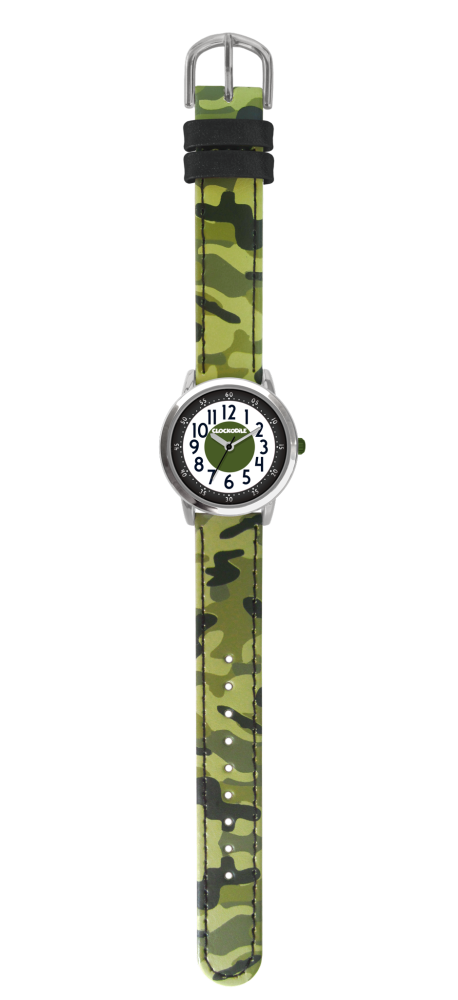 CLOCKODILE Svítící zelené chlapecké dětské hodinky ARMY s maskáčovým vzorem CWB0031
