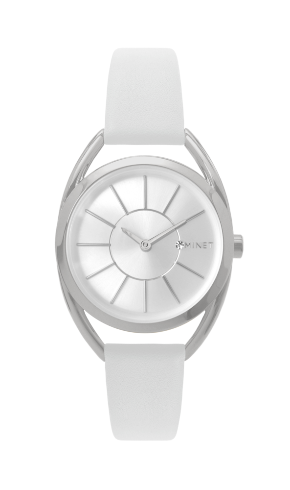 MINET Bílé dámské hodinky ICON SILVER WHITE