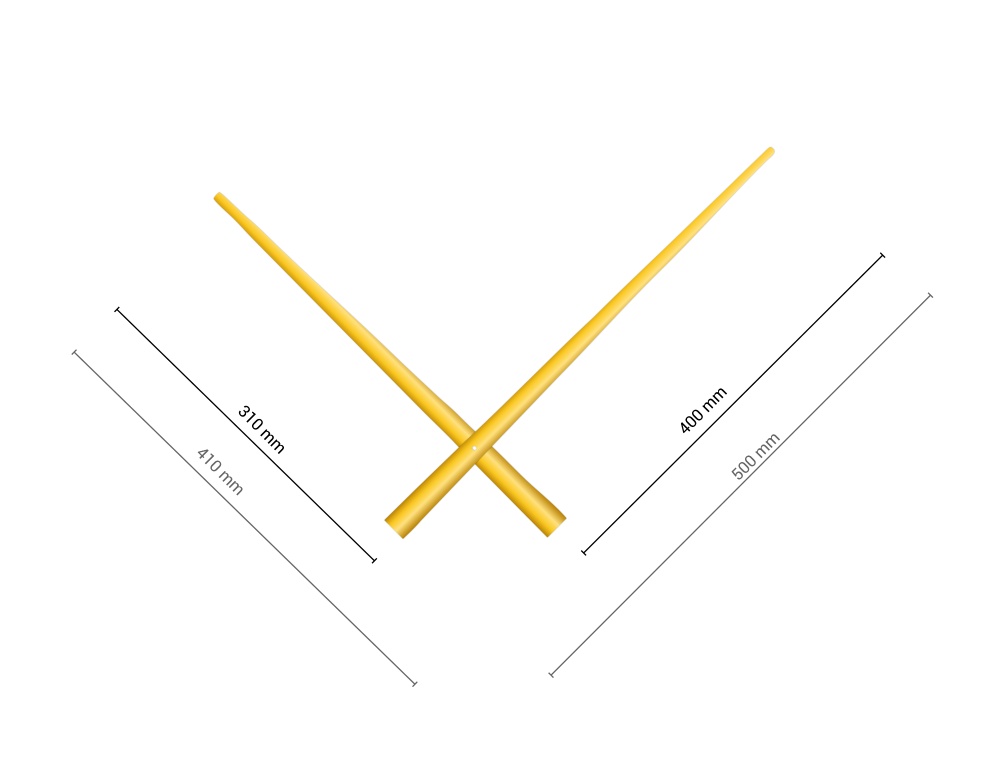 Velké zlaté hliníkové ručičky na hodiny 310 mm | 400 mm