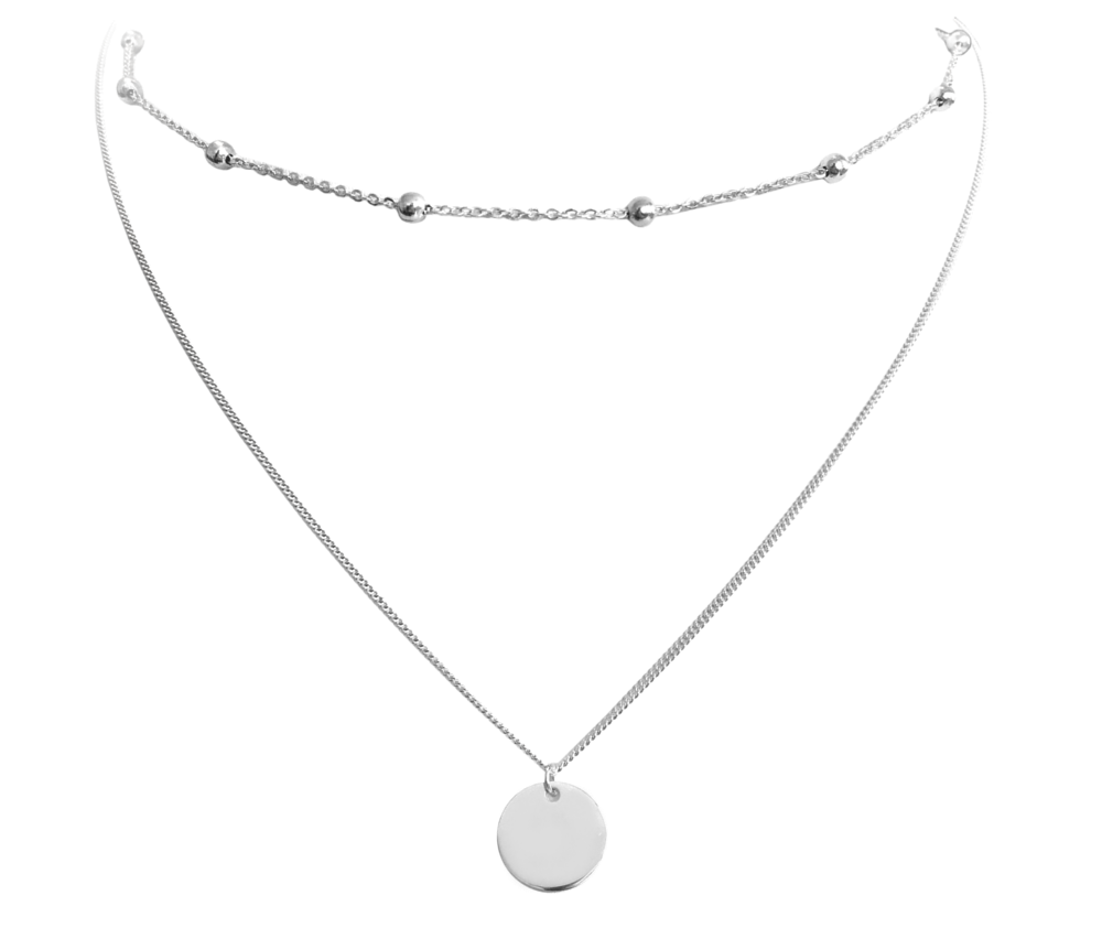 MINET Dvojitý stříbrný náhrdelník ENGRAVE CHOKER - kroužek pro gravírování