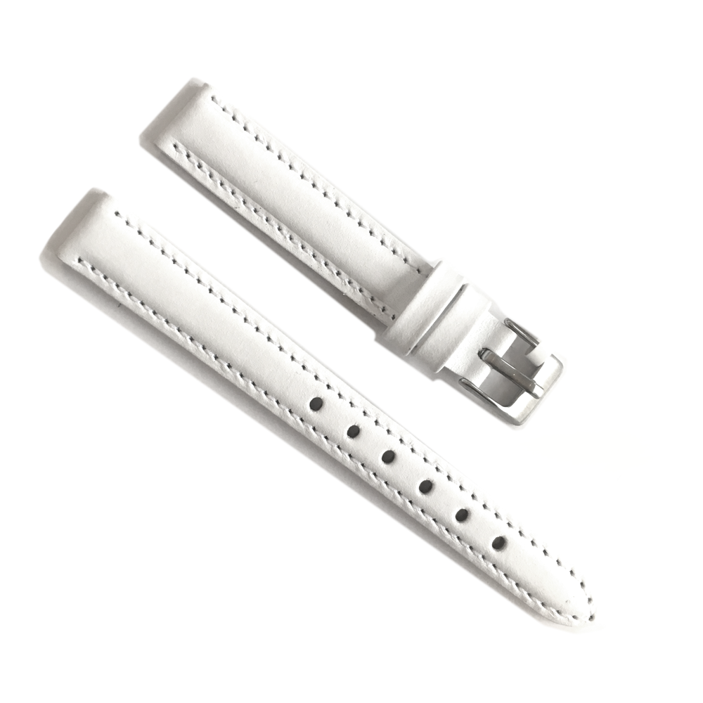 MINET Bílý prošitý řemínek z luxusní kůže Top Grain - 14 MSBUW14