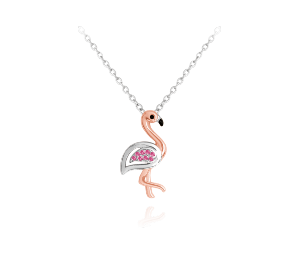 MINET Stříbrný náhrdelník PLAMEŇÁK s růžovými zirkony JMAS8010BN45