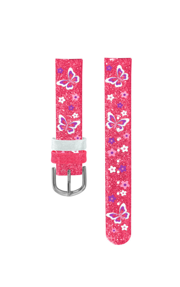 CLOCKODILE Růžový řemínek s motýly k dětským hodinkám