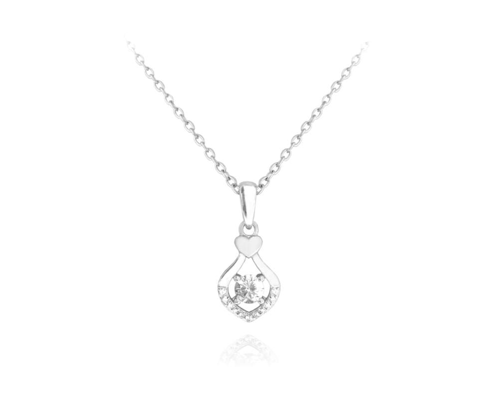 MINET Elegantní stříbrný náhrdelník s bílými zirkony JMAS0047SN45