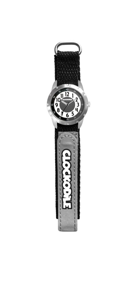 CLOCKODILE Černé reflexní dětské hodinky na suchý zip REFLEX - Chlapecké