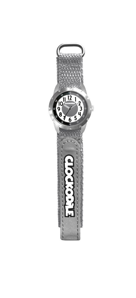 CLOCKODILE Šedé reflexní dětské hodinky na suchý zip REFLEX - Chlapecké