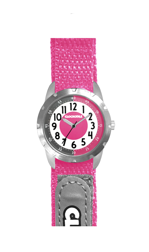 CLOCKODILE Růžové reflexní dětské hodinky na suchý zip REFLEX - Dětské