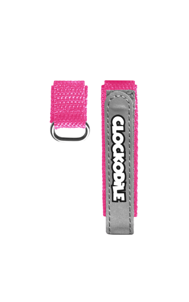 CLOCKODILE Reflexní růžový řemínek na suchý zip k dětským hodinkám