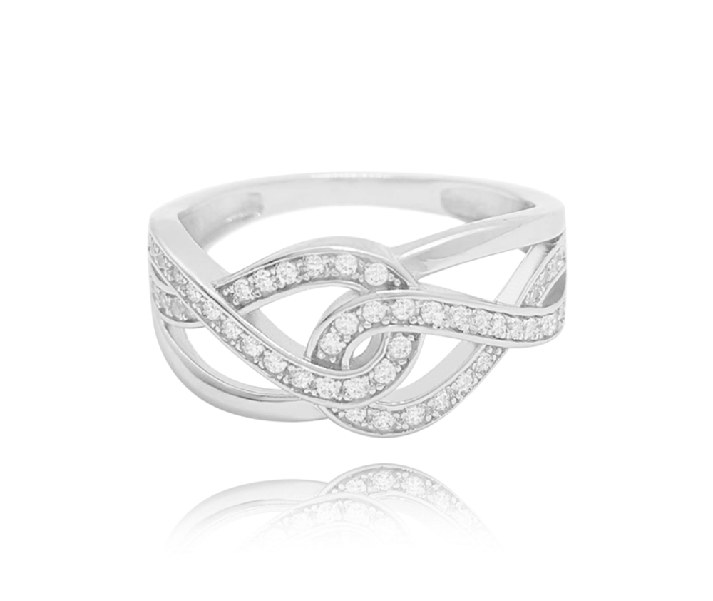 MINET Stříbrný prsten s bílými zirkony vel. 64