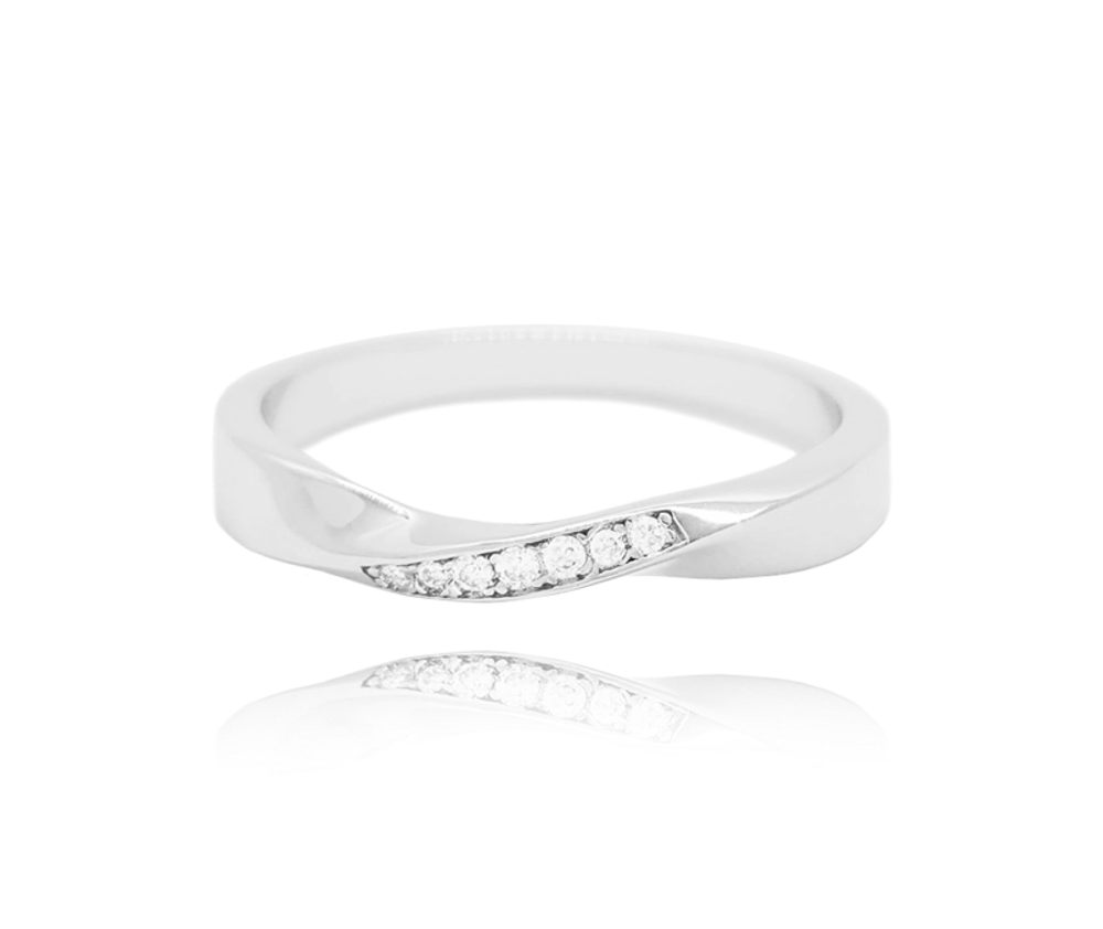 MINET Kroucený stříbrný prsten s bílými zirkony vel. 53