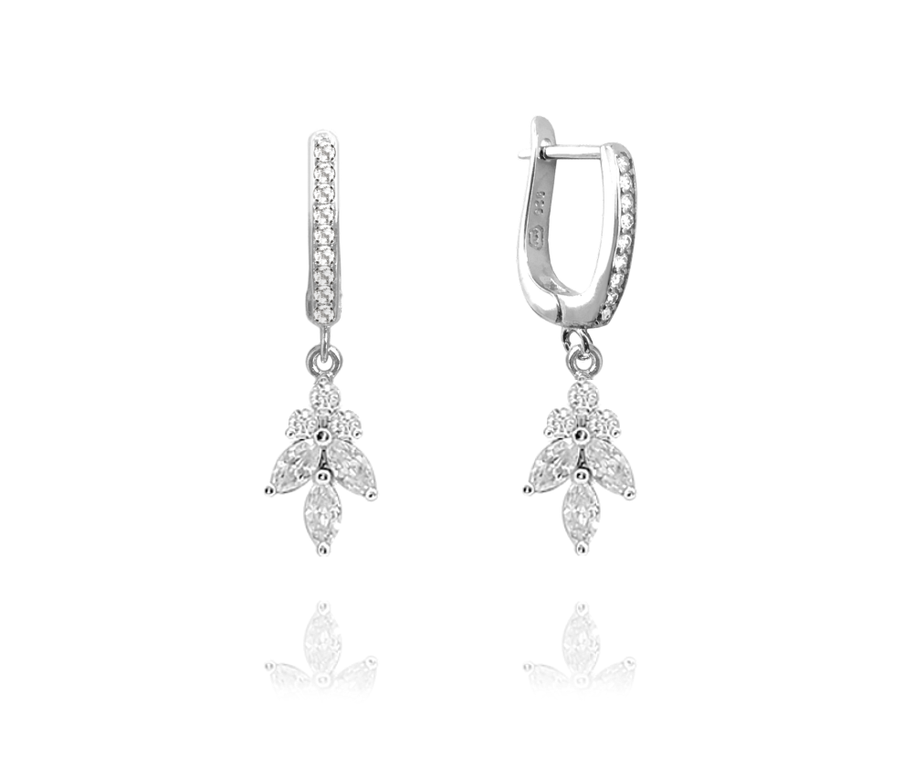MINET Luxusní kvetoucí stříbrné náušnice MINET s bílými zirkony JMAS0068SE00