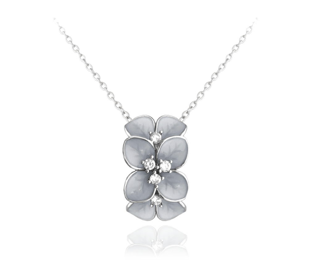 Rozkvetlý stříbrný náhrdelník MINET FLOWERS se zirkony