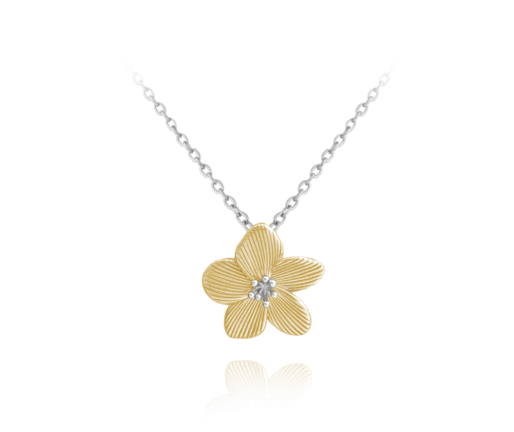MINET Rozkvetlý pozlacený stříbrný náhrdelník MINET FLOWERS JMAS5038GN45