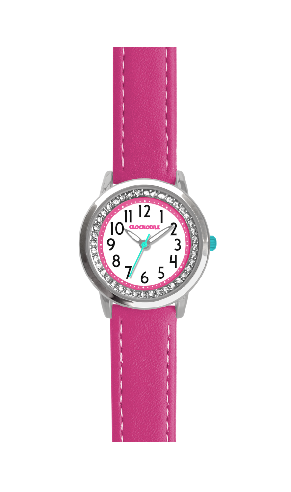 CLOCKODILE Tmavě růžové třpytivé dívčí dětské hodinky s kamínky SPARKLE - Dětské