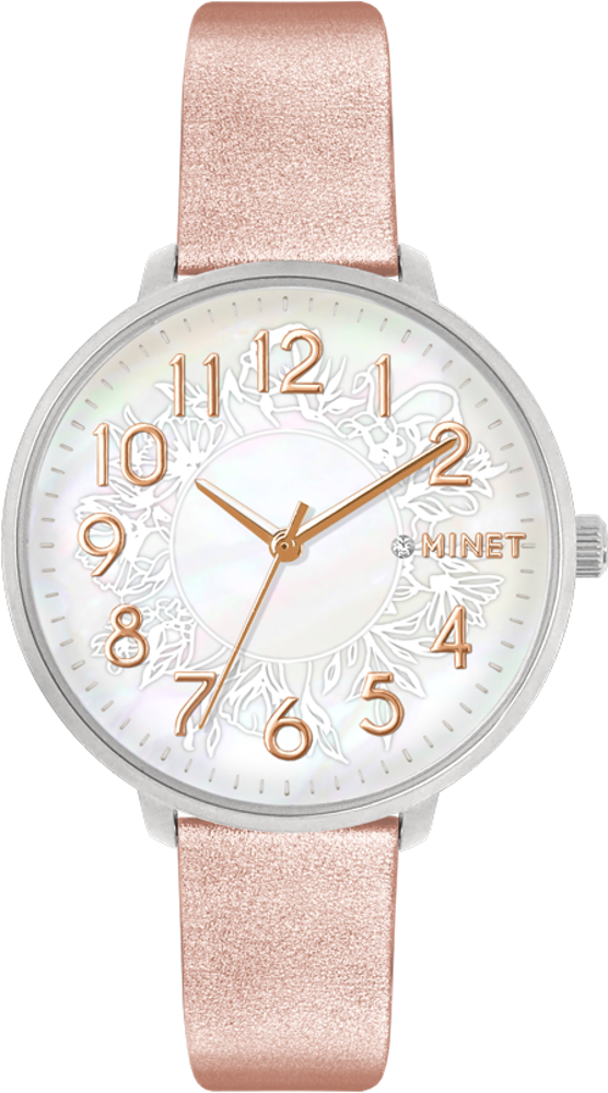 MINET MWL5157 (Rose gold dámské hodinky MINET PRAGUE Rose Flower s čísly)