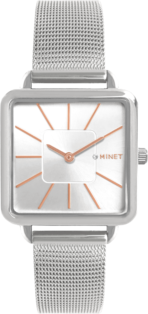 MINET Stříbrné dámské hodinky OXFORD SILVER ROSE MESH MWL5115
