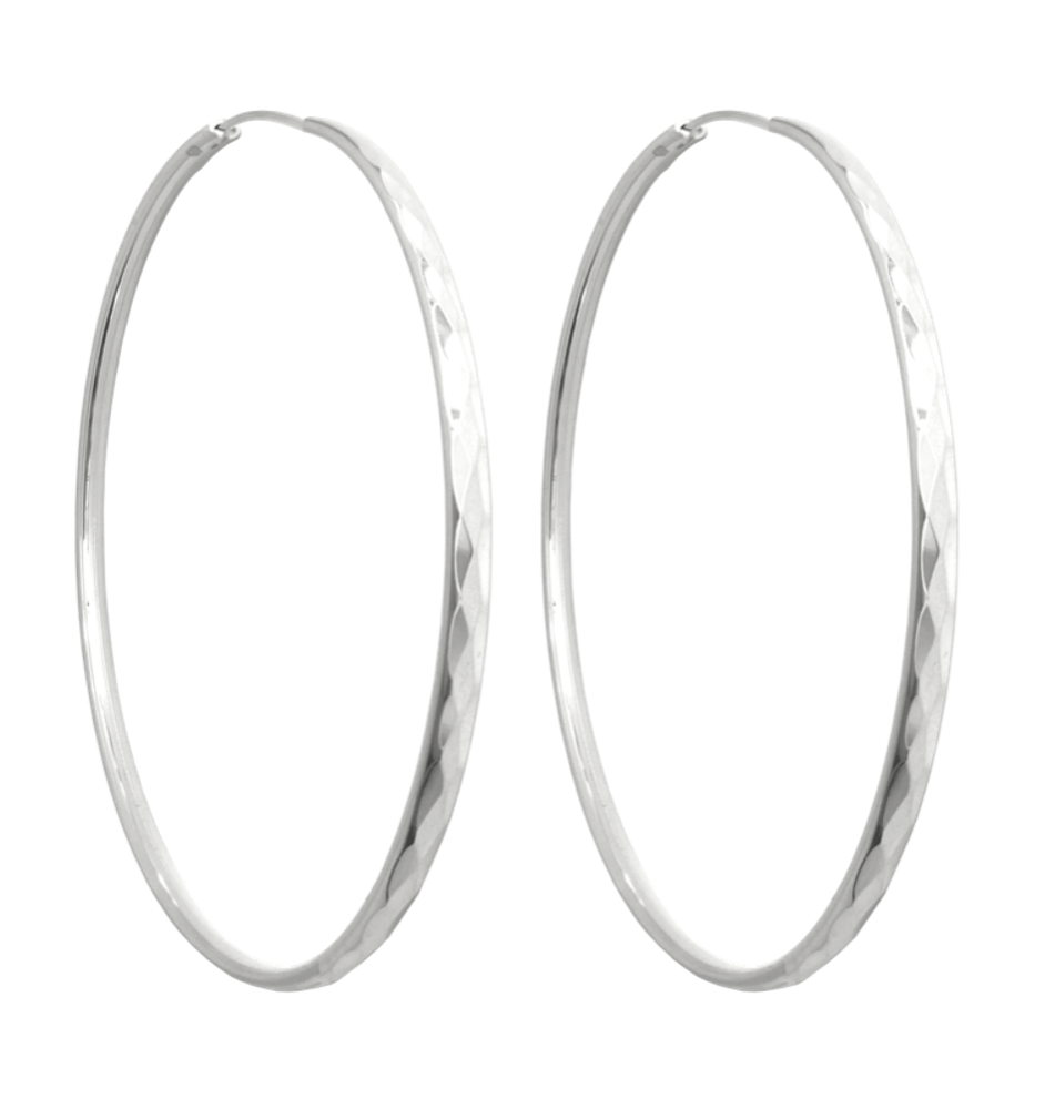 MINET Broušené stříbrné náušnice KRUHY 5 cm JMAN0233SE05