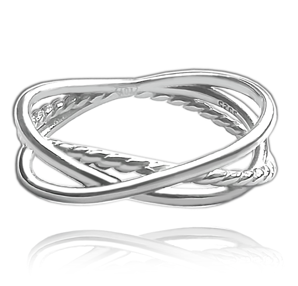 MINET Překřížený stříbrný prsten vel. 50 JMAN0228SR50