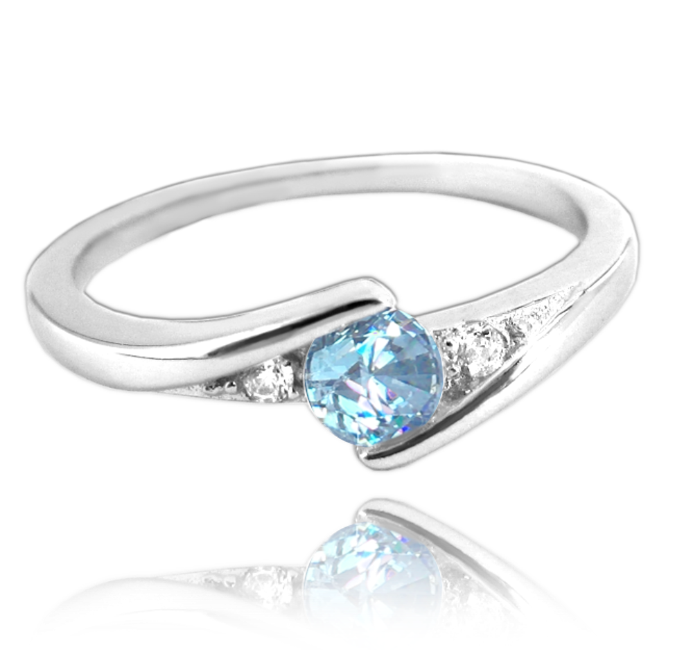 MINET Elegantní stříbrný prsten s modrým zirkonem vel. 55 JMAN0046BR55