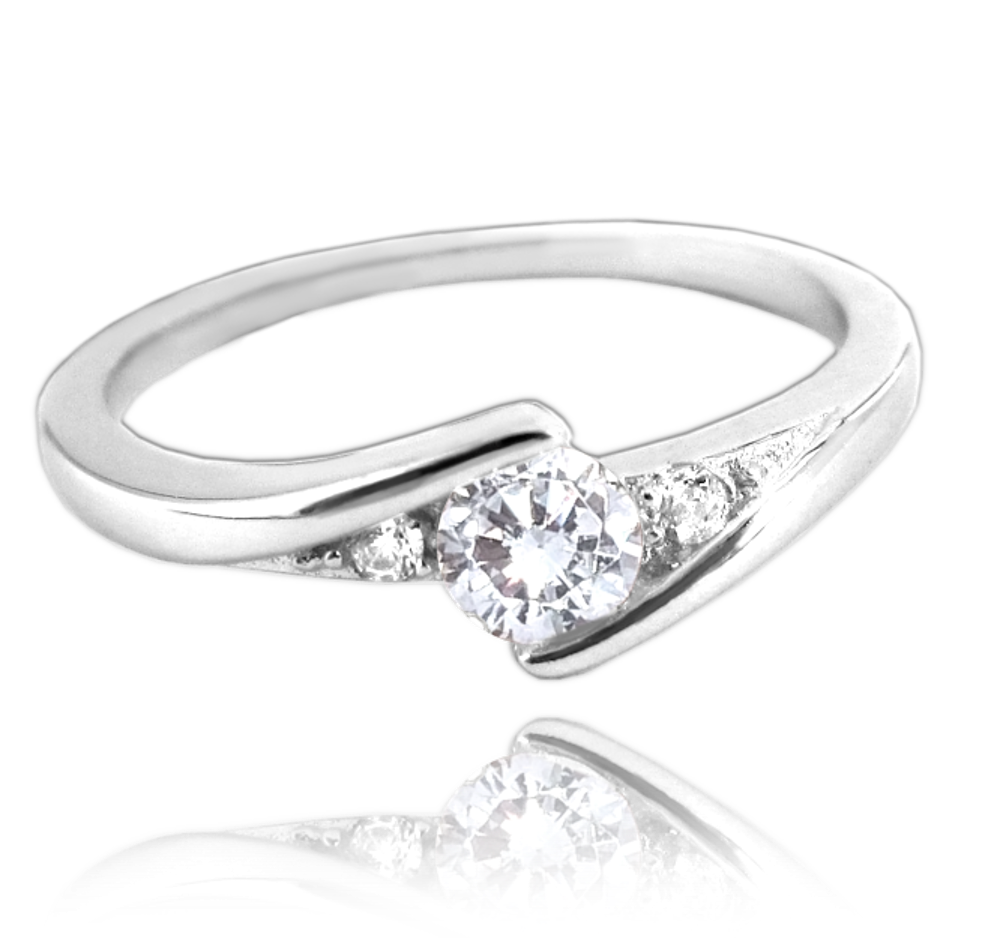MINET Elegantní stříbrný prsten s bílými zirkony vel. 45