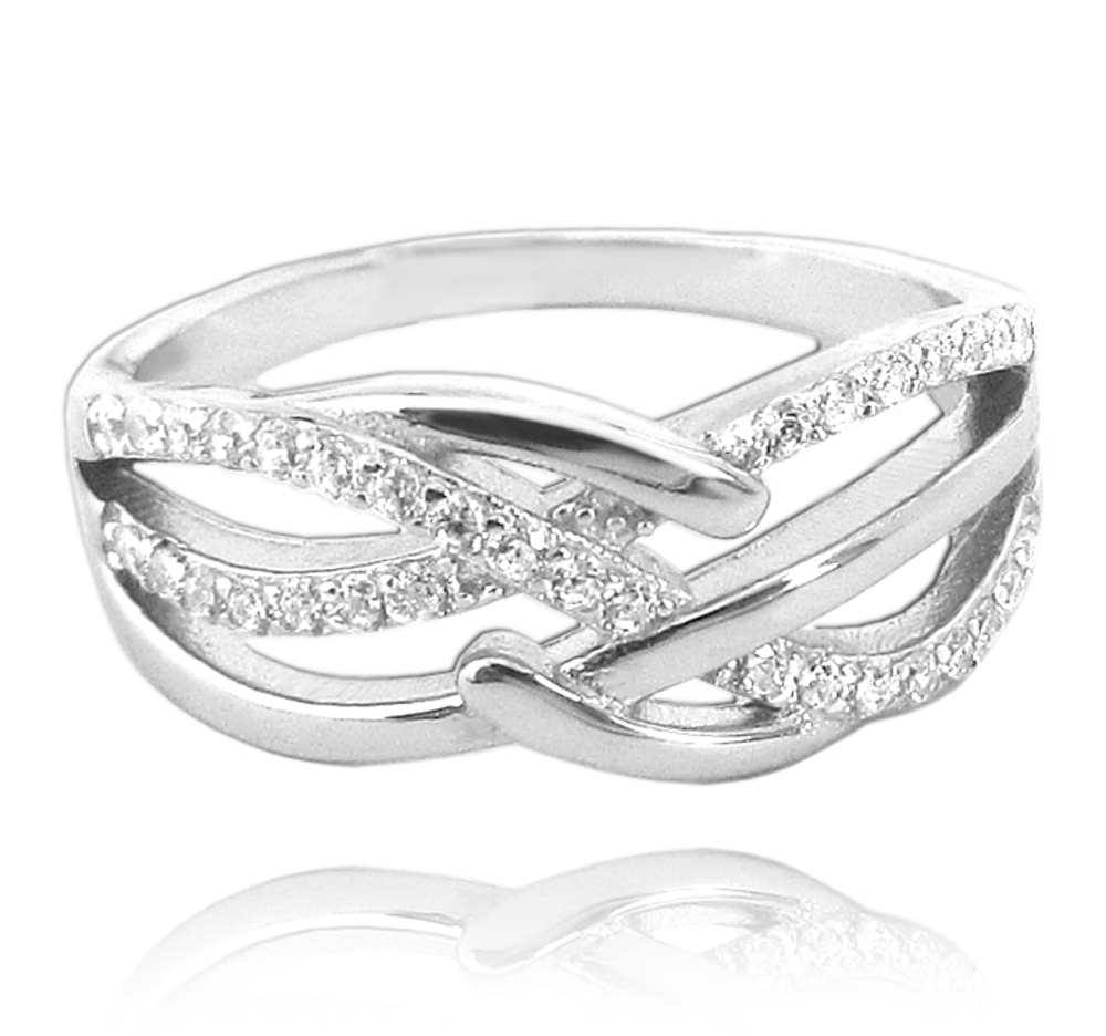 MINET Luxusní stříbrný prsten s bílými zirkony vel. 71
