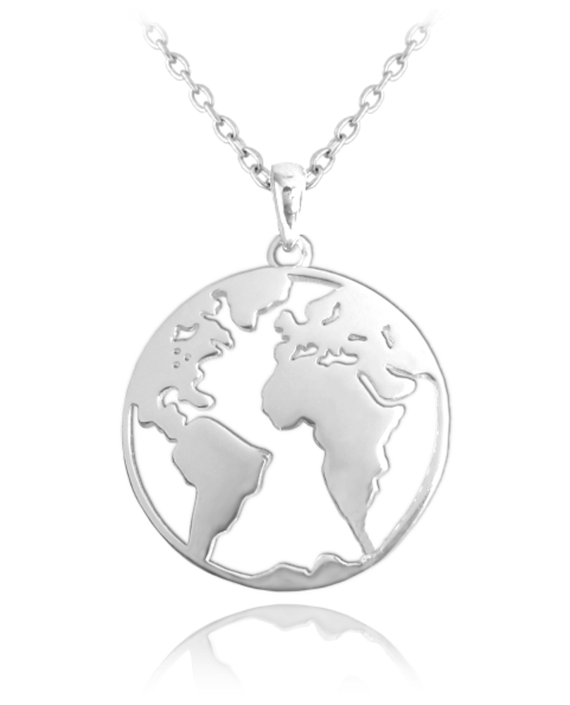 MINET Cestovatelský stříbrný náhrdelník ZEMĚKOULE JMAN0061SN45