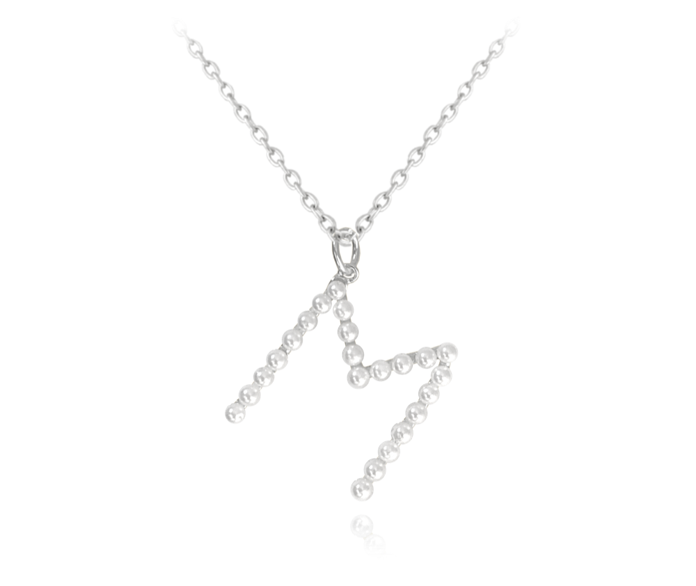 Stříbrný náhrdelník MINET písmeno "M" s perličkami