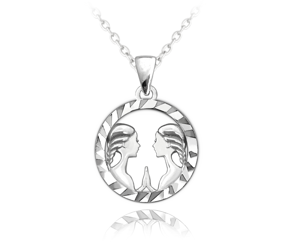 MINET Stříbrný náhrdelník Zodiac znamení BLÍŽENCI JMAS9406SN45