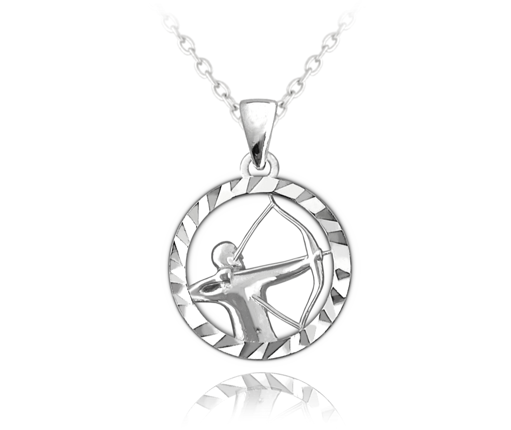 MINET Stříbrný náhrdelník MINET Zodiac znamení STŘELEC JMAS9412SN45