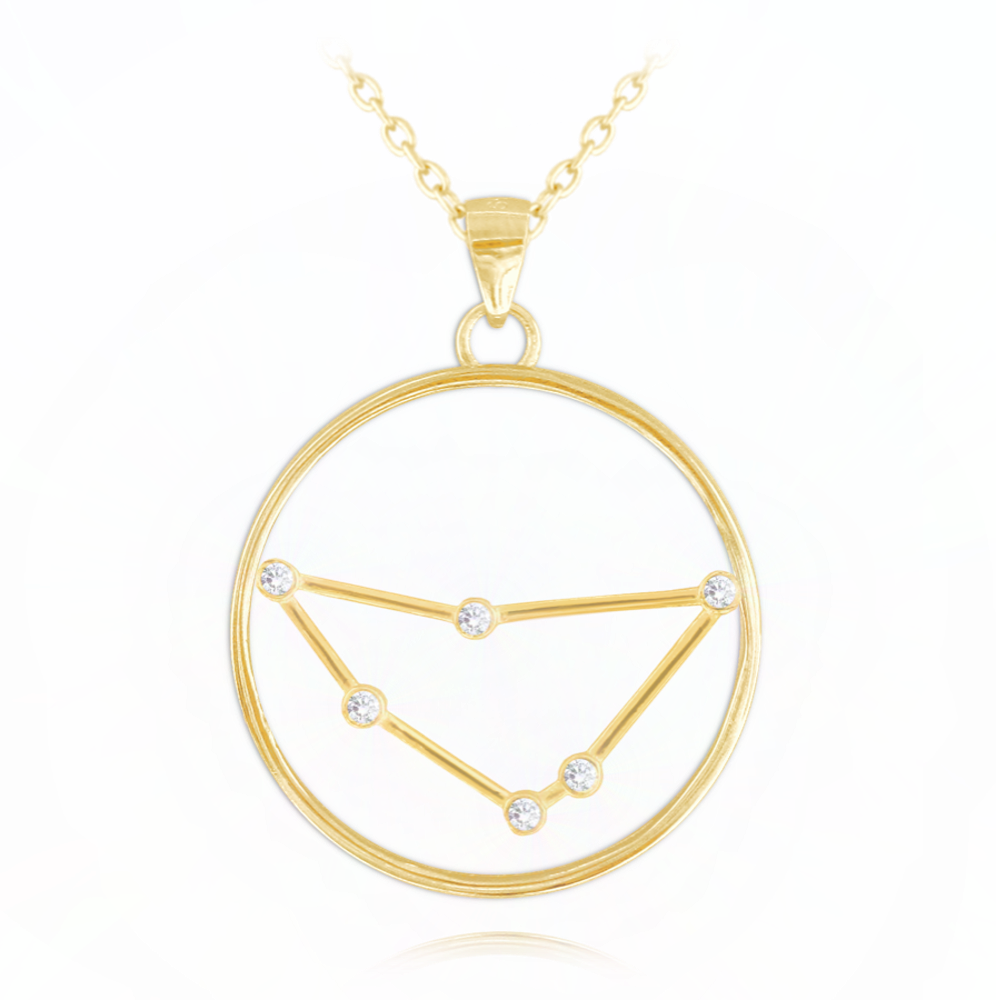 Pozlacený stříbrný náhrdelník MINET Stars KOZOROH Czech Crystal