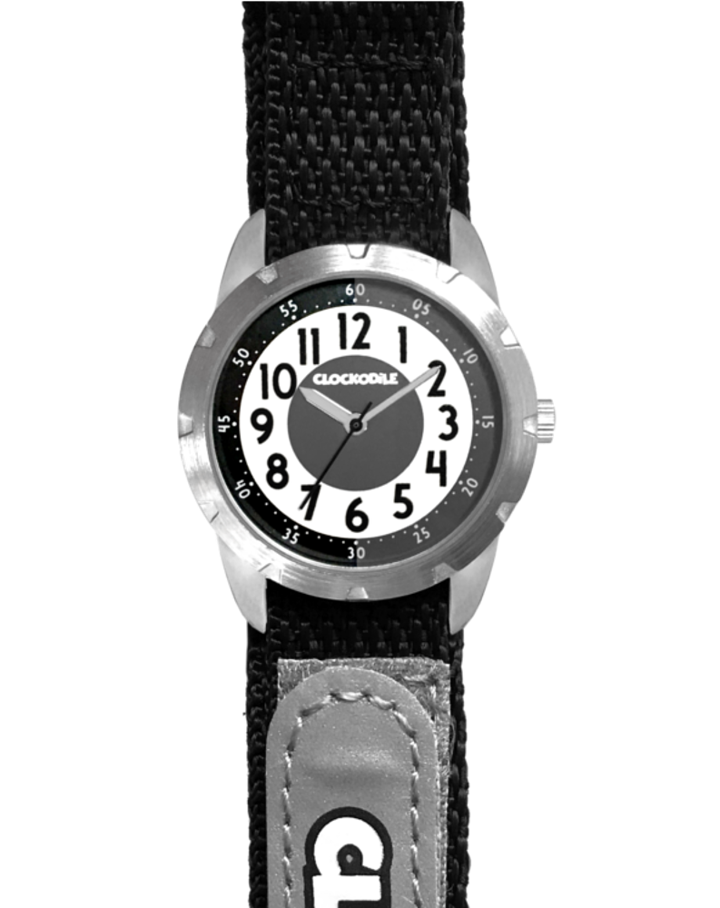 CLOCKODILE Černé reflexní dětské hodinky na suchý zip REFLEX - Chlapecké