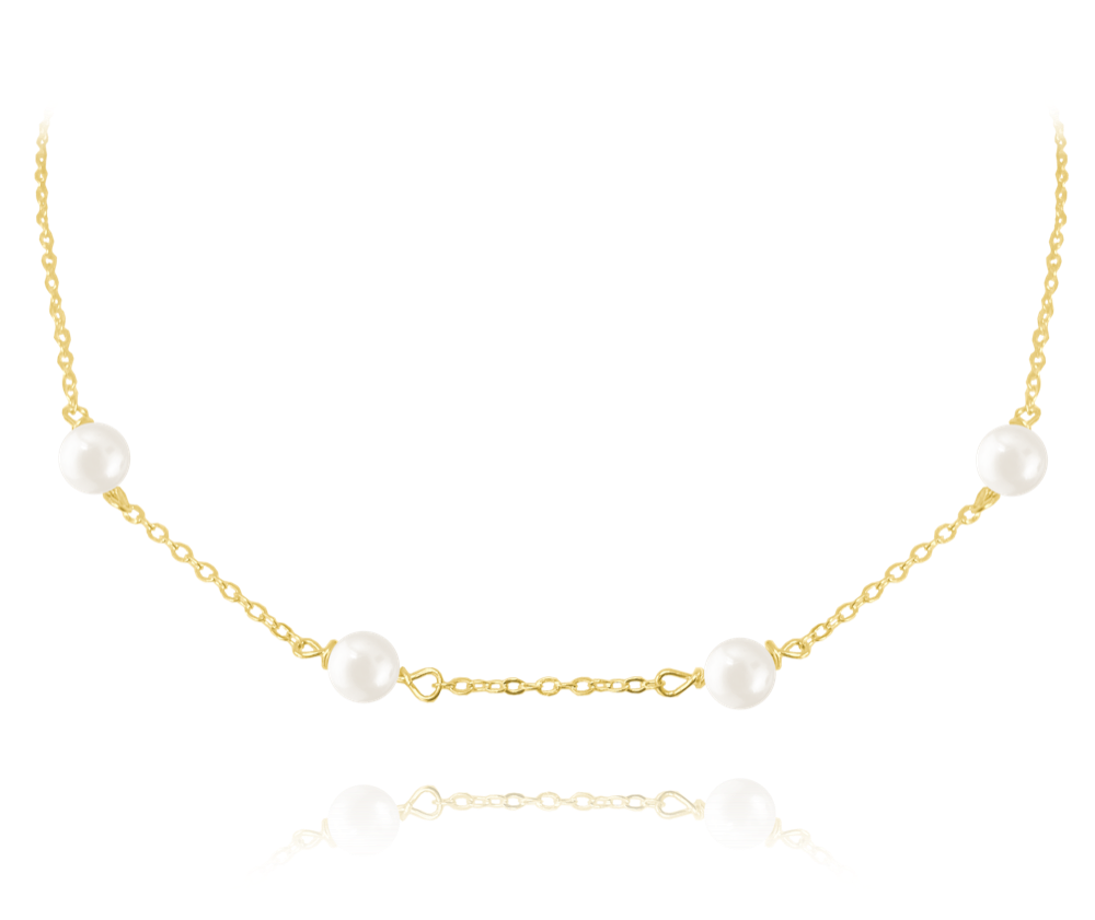 MINET Pozlacený stříbrný náhrdelník s přírodními perlami