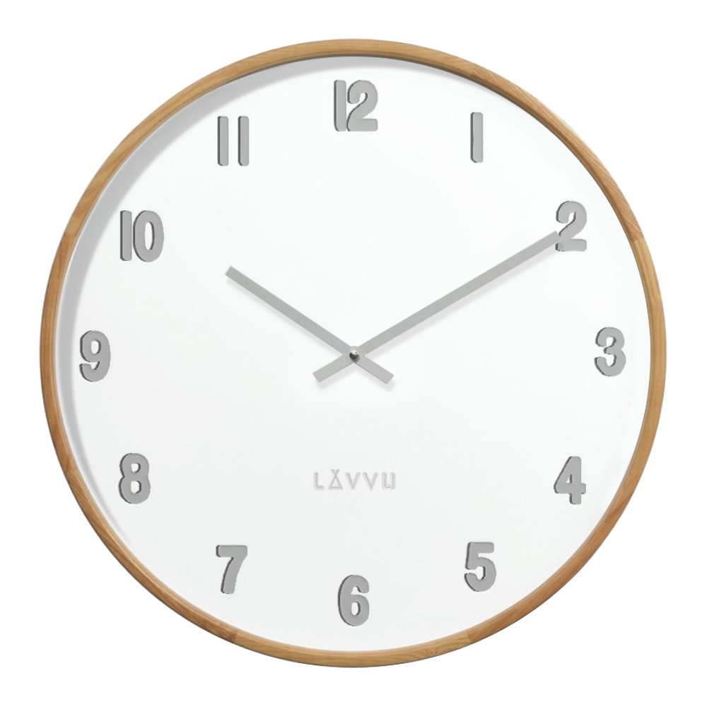 LAVVU Světlé dřevěné bílé hodiny LAVVU FADE LCT4060
