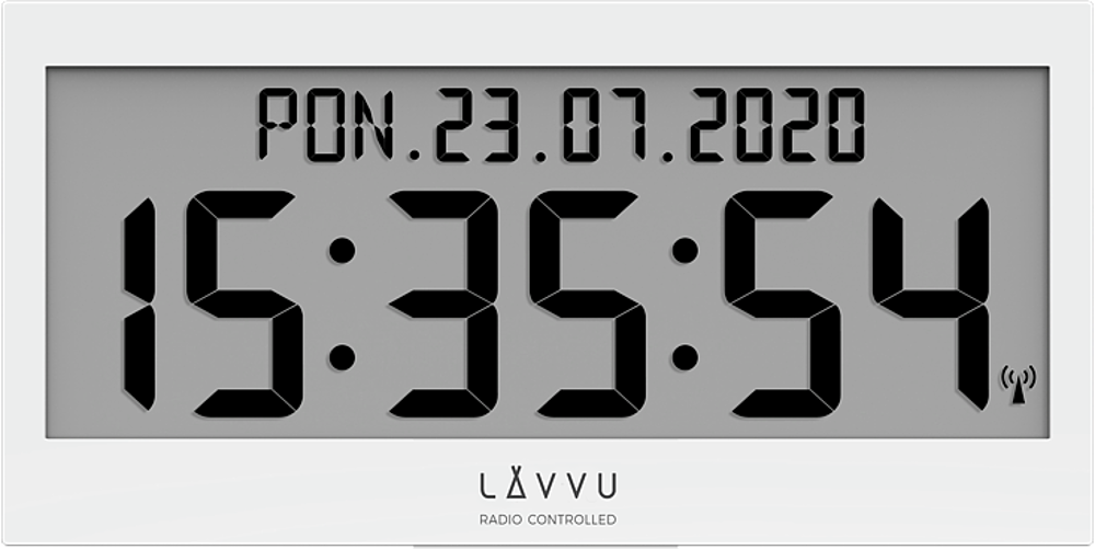 LAVVU Bílé digitální hodiny s češtinou LAVVU MODIG řízené rádiovým signálem LCX0010
