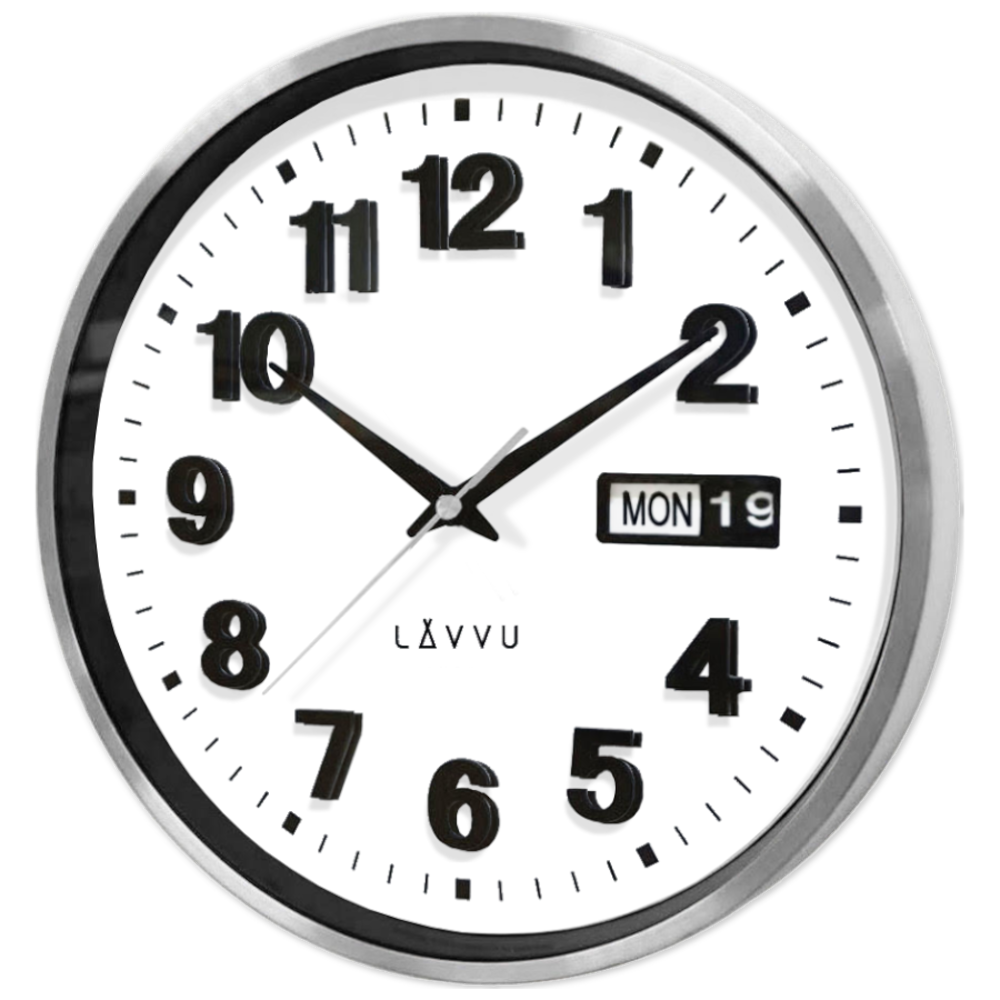 LAVVU Kovové hodiny s ukazatelem data DATE METAL