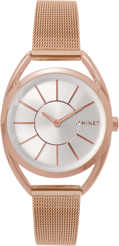 MINET Růžové dámské hodinky ICON ROSE GOLD MESH MWL5015