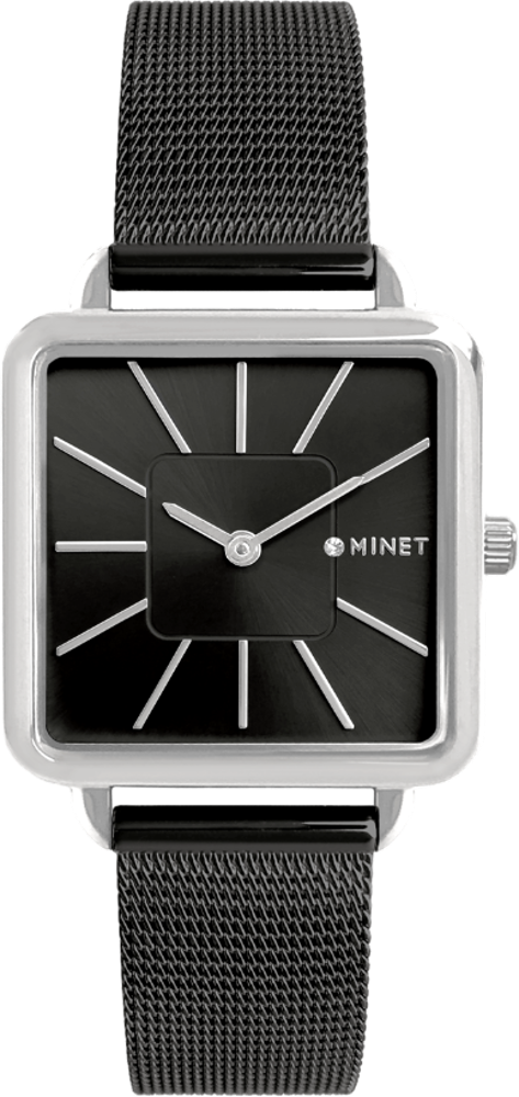 MINET Černé dámské hodinky OXFORD MIDNIGHT BLACK MESH MWL5112