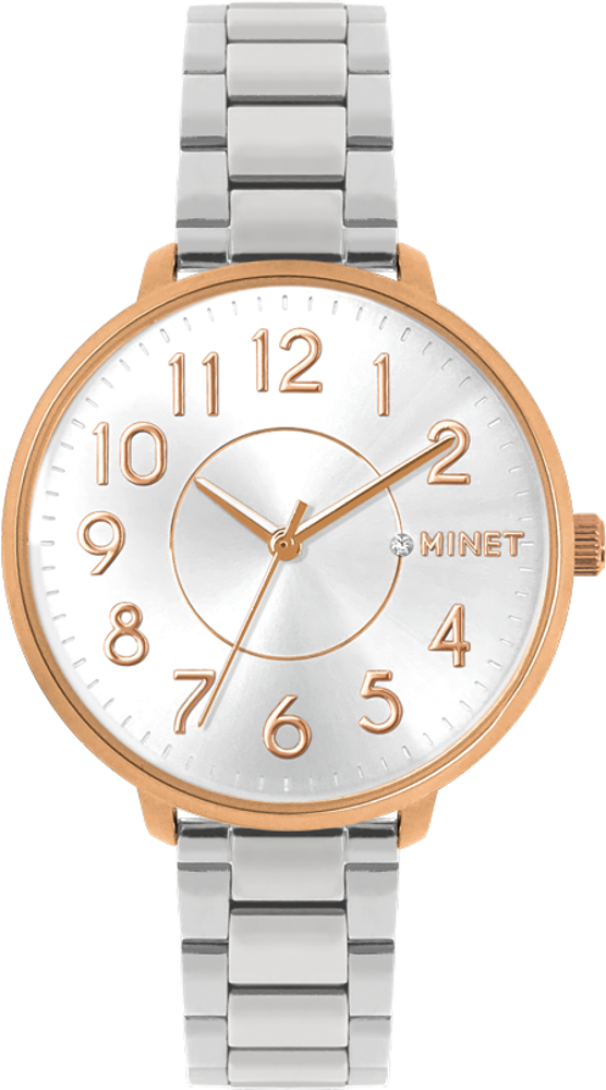 MINET Růžovo-stříbrné dámské hodinky PRAGUE Rose & Silver MWL5132