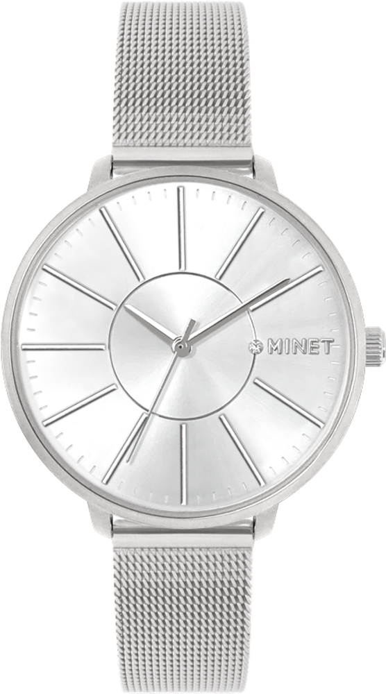 MINET Stříbrné dámské hodinky PRAGUE Pure Silver MESH MWL5137