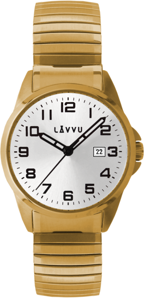 Pánské pružné hodinky LAVVU STOCKHOLM Big Gold