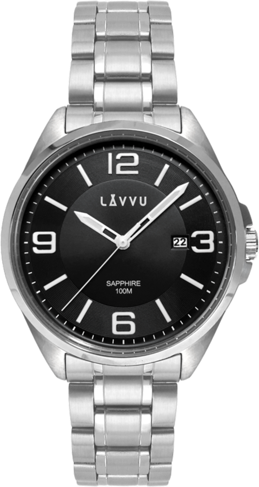 LAVVU Pánské hodinky se safírovým sklem HERNING Black LWM0092