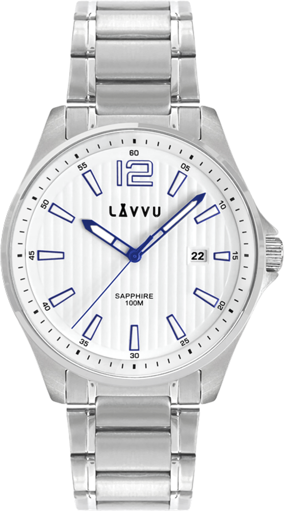 LAVVU Pánské hodinky se safírovým sklem NORDKAPP White LWM0160