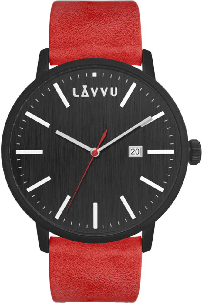 Červeno-černé pánské hodinky LAVVU COPENHAGEN HEAT