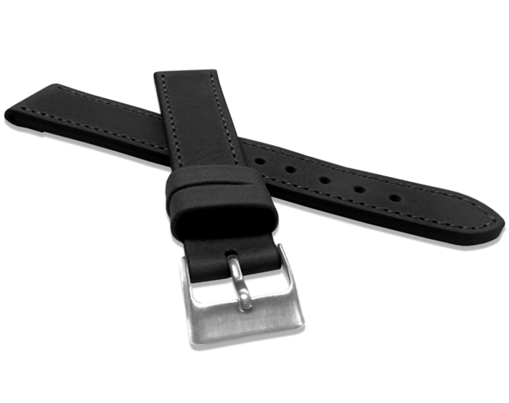 LAVVU Černý prošitý řemínek SPORT z luxusní kůže Top Grain - 21 LSAUB21