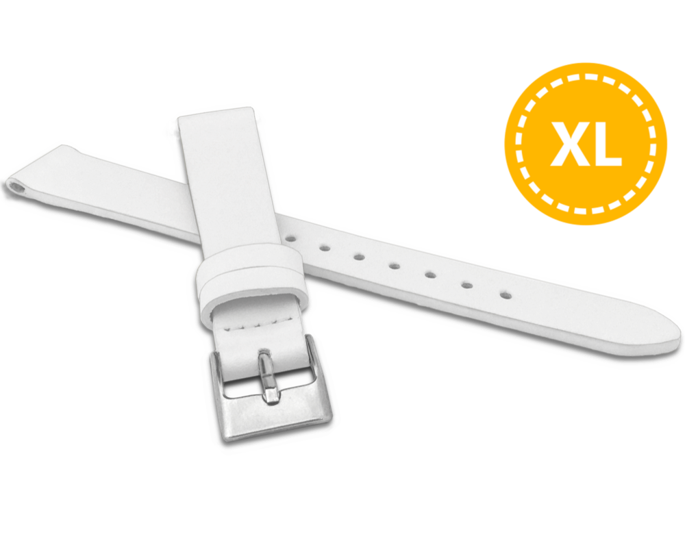 MINET XL Prodloužený bílý řemínek z luxusní kůže Top Grain - 16 - XL MSSXW16