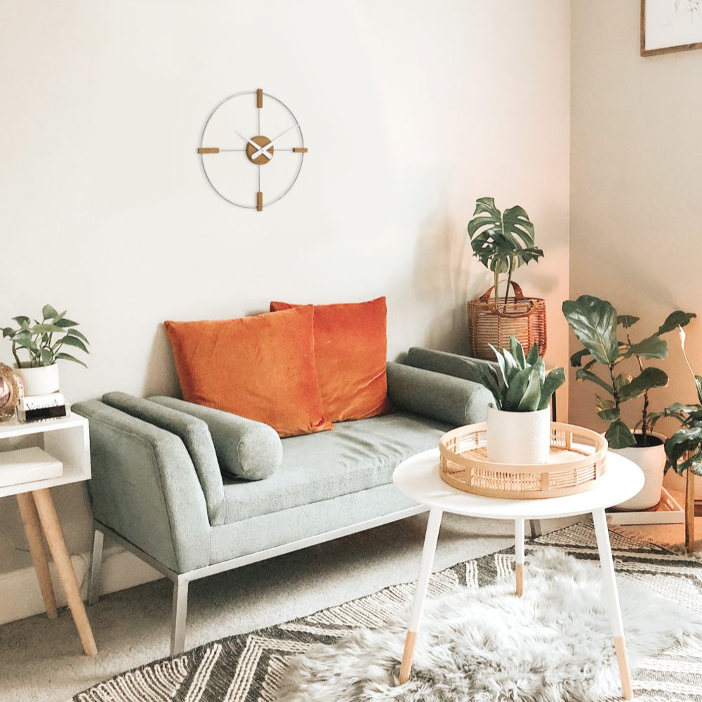 VLAHA Dřevěné stříbrné hodiny STUDIO vyrobené v Čechách VCT1051