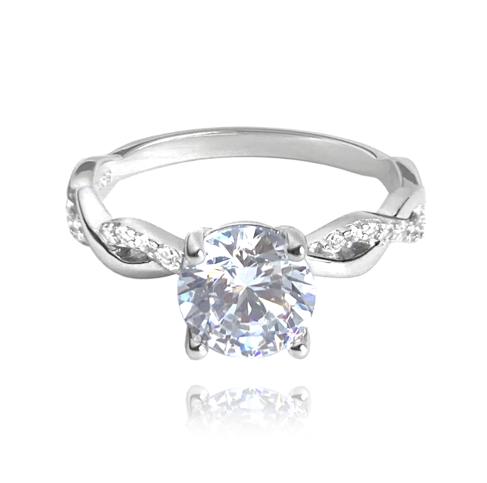 MINET Romantický stříbrný prsten s bílými zirkony vel. 56