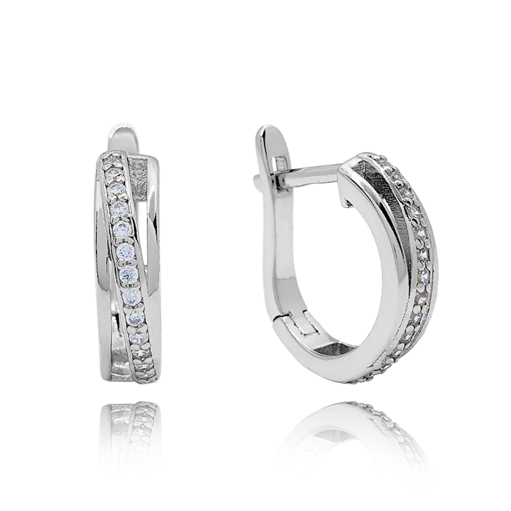 MINET Luxusní stříbrné náušnice s bílými zirkony JMAS0118SE00