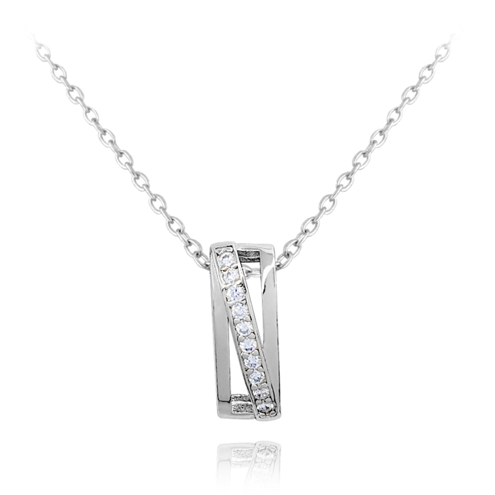 MINET Luxusní stříbrný náhrdelník s bílými zirkony JMAS0118SN45