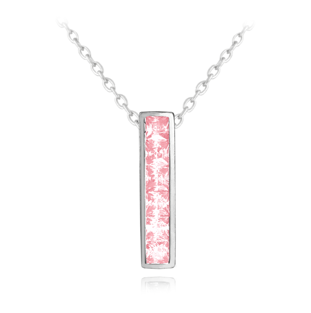 Třpytivý stříbrný náhrdelník MINET s velkými růžovými zirkony